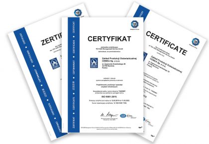 Certyfikat jakości ISO 9001:2015